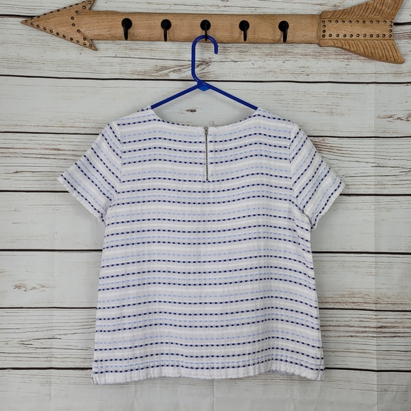 Talbots | Striped Pocket Top Zipper Back Short Sl - Picture 5 of 8